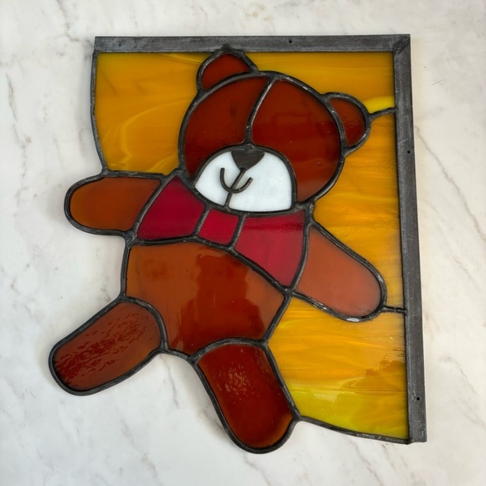 Teddy Bear Stained Glass Sun Catcher Baby Room Decor